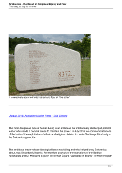 Srebrenica &ndash; the Result of Religious Bigotry and Fear