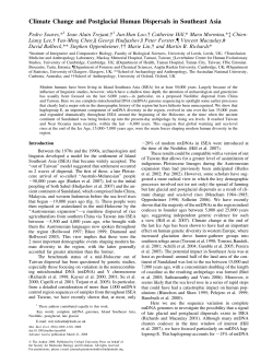 Climate Change and Postglacial Human Dispersals in Southeast Asia