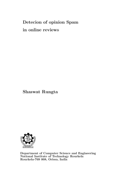 Detecion of opinion Spam in online reviews Shaswat