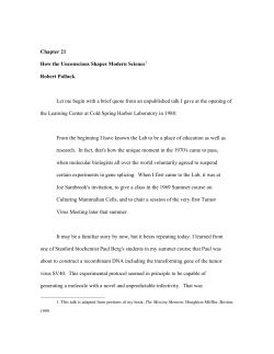 Chapter 21 How the Unconscious Shapes Modern Science1 Robert