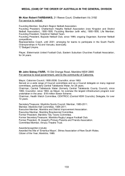 MEDAL (OAM) - Governor-General of the Commonwealth of Australia