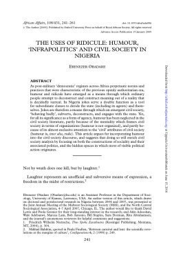 the uses of ridicule: humour, `infrapolitics` and civil society in nigeria