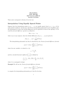 Interpolation Using Equally Spaced Points