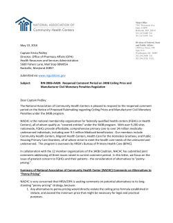 May 19, 2016 Captain Krista Pedley Director, Office of Pharmacy