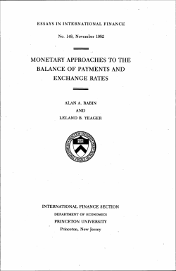 Monetary Approaches to the Balance of Payments and Exchange