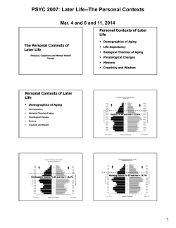 PSYC 2007: Later Life--The Personal Contexts