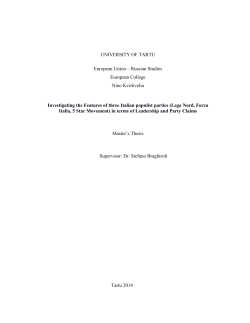 UNIVERSITY OF TARTU European Union &ndash; Russian Studies