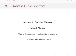 Optimal Taxation - University of Warwick