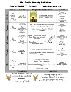Mr. Ard`s Weekly Syllabus