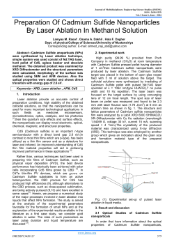 Preparation Of Cadmium Sulfide Nanoparticles By Laser