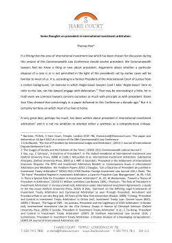 Precedent in international investment arbitration