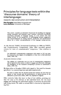 Principles for language tests within the `discourse