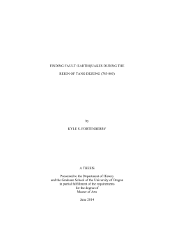 FINDING FAULT: EARTHQUAKES DURING THE REIGN OF TANG
