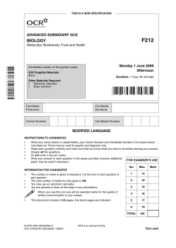 Unit F212 - Molecules, biodiversity, food and health