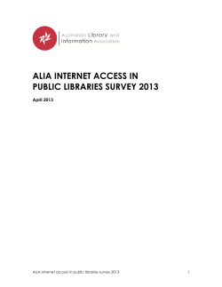 ALIA Internet Access in Public Libraries Survey 2013