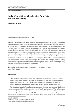 Early West African Metallurgies: New Data and Old Orthodoxy