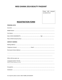 MISS GHANA 2014 BEAUTY PAGEANT REGISTRATION FORM