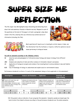 SUPER SIZE ME REFLECTION