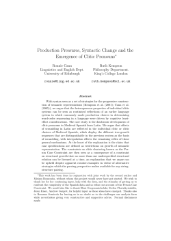 Production Pressures, Syntactic Change and the Emergence of