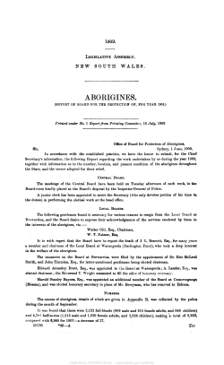 Aborigines, Report of Board for the protection of, for year 1908
