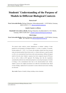 Students` Understanding of the Purpose of Models in Different