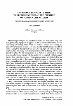 HUNGARIAN STUDIES 14. No. 1. (2000)