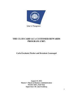 THE CLUB CARD AS A CUSTOMER REWARDS PROGRAM (CRP)