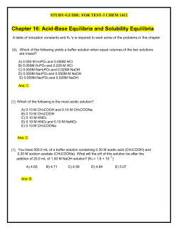 Chapter 16: Acid-Base Equilibria and Solubility Equilibria