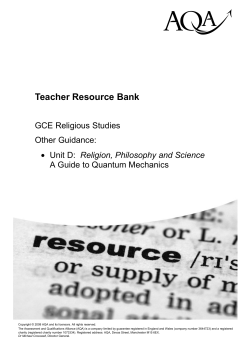 A-level Religious Studies Unit guide Unit guide: Unit D