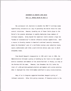 The unilateral U.S. decision to abandon the SALT II ceilings seems