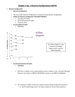 Chapter 5 Sec. 3 Electron Configurations NOTES