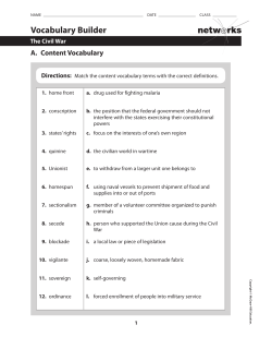 Ch 16 Civil War Vocabulary