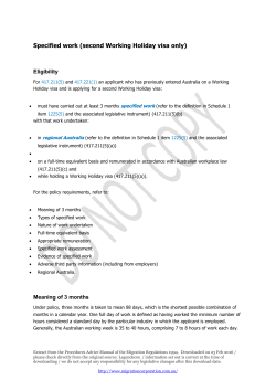 Specified work (second Working Holiday visa only)