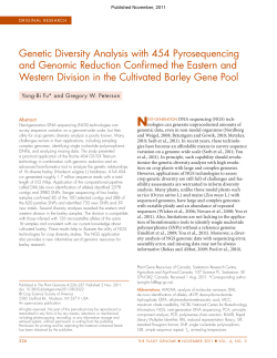 Genetic Diversity Analysis with 454 Pyrosequencing and Genomic