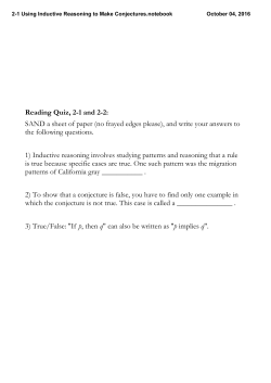 2-1 Using Inductive Reasoning to Make Conjectures