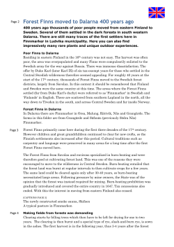 Page 2 Forest Finns moved to Dalarna 400 years ago