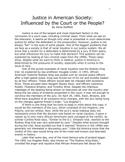 Justice in American Society: Influenced by the Court or the People?