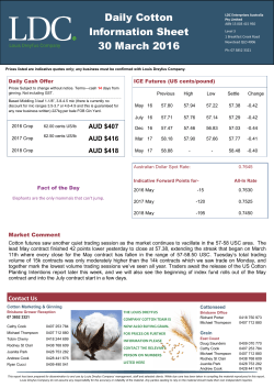 Daily Cotton Information Sheet 30 March 2016