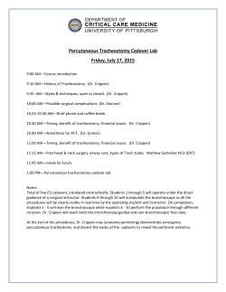 Percutaneous Tracheostomy Cadaver Lab Friday, July 17, 2015