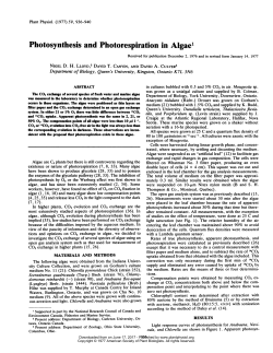 Photosynthesis and Photorespiration in Algae