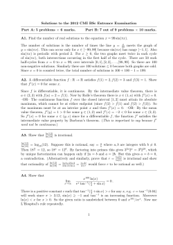 Solutions to the 2012 CMI BSc Entrance Examination Part A: 5