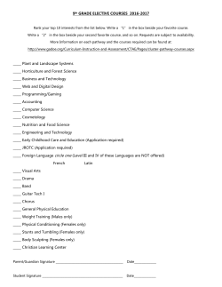 9th GRADE ELECTIVE COURSES 2016