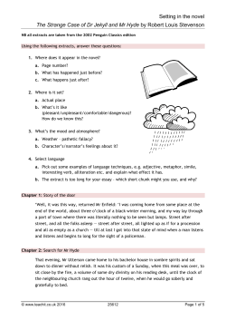 Setting in the novel The Strange Case of Dr Jekyll and Mr Hyde by