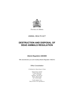 DESTRUCTION AND DISPOSAL OF DEAD ANIMALS REGULATION