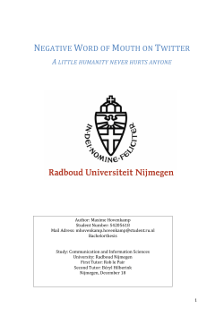 NEGATIVE WORD OF MOUTH ON TWITTER