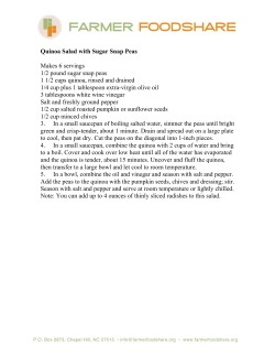 Quinoa Salad with Sugar Snap Peas Makes 6 servings 1/2 pound