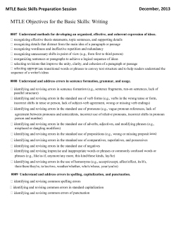 MTLE Objectives for the Basic Skills: Writing