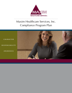 Maxim Healthcare Services, Inc. Compliance Program Plan