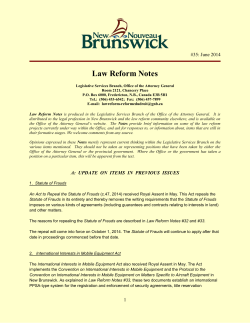 Law Reform Notes - Government of New Brunswick