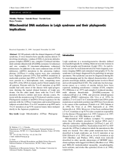 Mitochondrial DNA mutations in Leigh syndrome and their